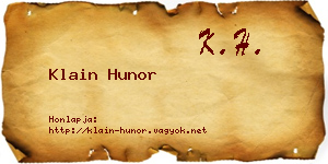 Klain Hunor névjegykártya